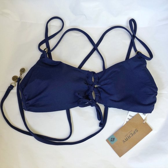 Sperry Blue Bralette Criss Cross Swim Bikini Top - Picture 3 of 13
